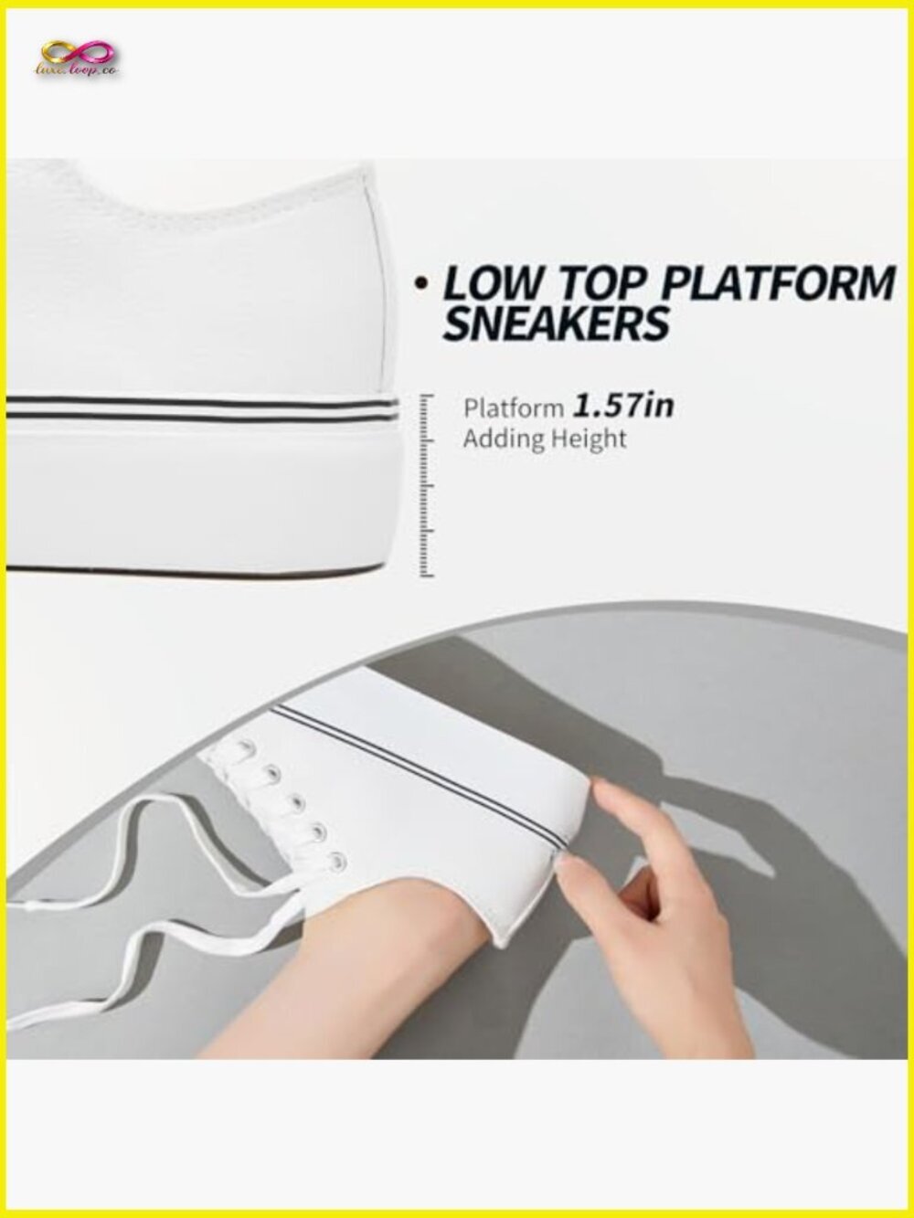 Platform Sneakers Classic Low Top Pu Leather Casual Walking Shoes Women View 2